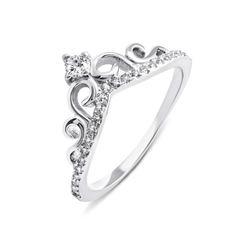 Серебряное кольцо Корона с фианитами (1RI68404)