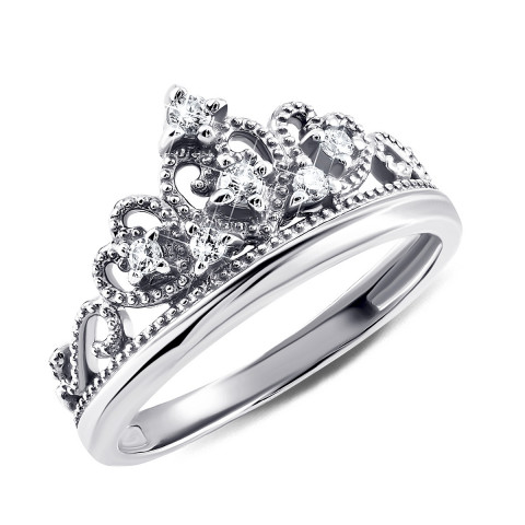 Серебряное кольцо Корона с фианитами (500108-Р)