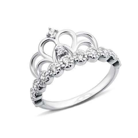 Серебряное кольцо «Корона» с фианитами (LR1046-R)