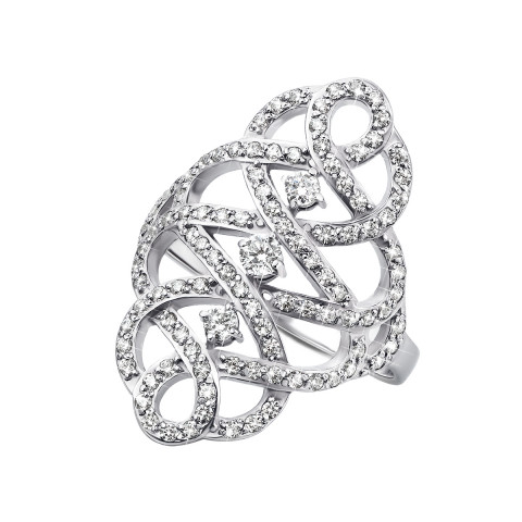 Фаланговое серебряное кольцо с фианитами (00685/12/1/426 (с00685))