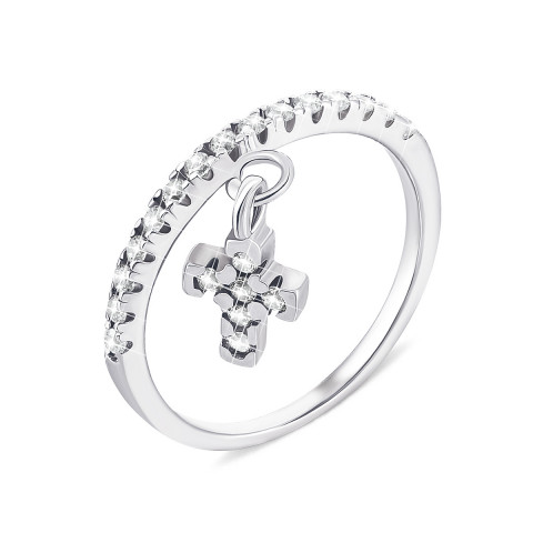 Фаланговое серебряное кольцо с фианитами (10099/2)