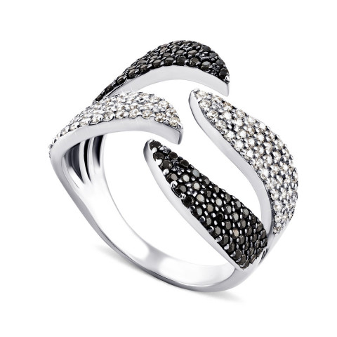 Серебряное кольцо с фианитами (1144чб/1р-CZ)