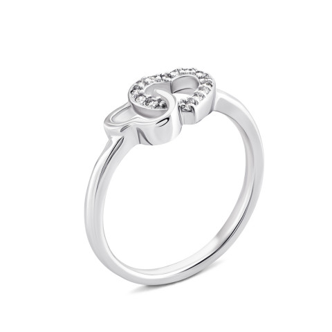 Серебряное кольцо Сердце с фианитами (1RI59563)