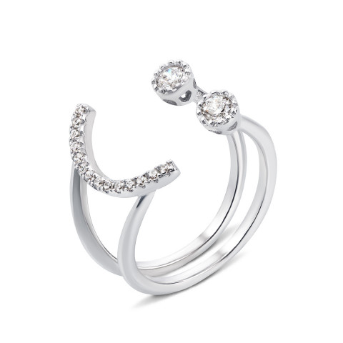 Фаланговое серебряное кольцо с фианитами (1RI59934/0-R)