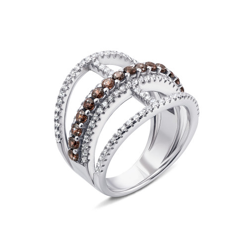 Серебряное кольцо с фианитами (AZ01145/3коньяк)
