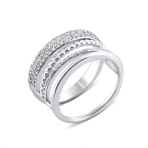 Фаланговое серебряное кольцо с фианитами (PRS1938)