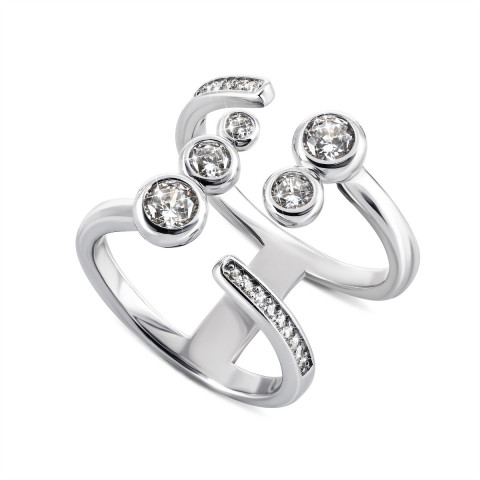 Фаланговое серебряное кольцо с фианитами (PRS2071)