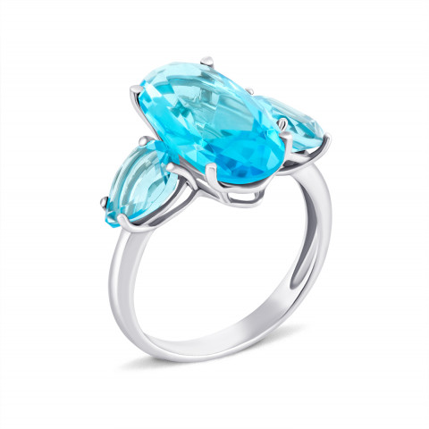 Серебряное кольцо с голубым кварцем (1407/1р-QSWB)