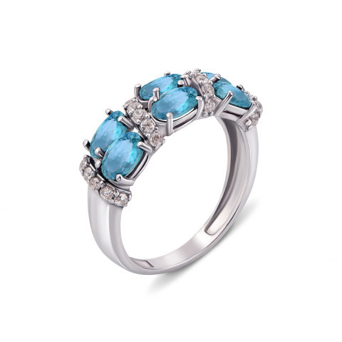 Серебряное кольцо с голубым кварцем и фианитами (1632/9р-QSWB)