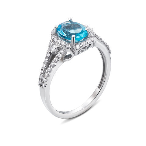 Серебряное кольцо с голубым кварцем и фианитами (1750/9р-QSWB)