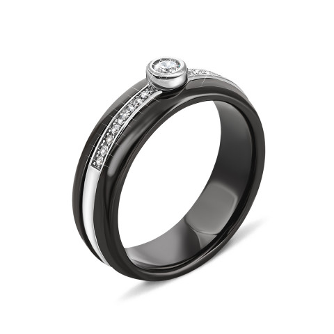 Серебряное кольцо с керамикой и фианитами (К2ФК/1000-17,5)