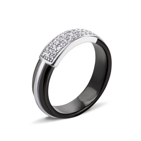 Серебряное кольцо с керамикой и фианитами (К2ФК/1009-16,5)