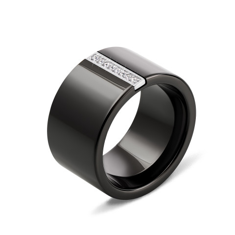 Серебряное кольцо с керамикой и фианитами (К2ФК/1010-17)