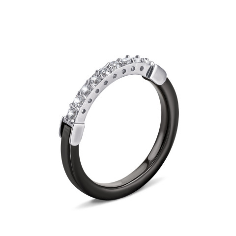 Серебряное кольцо с керамикой и фианитами (К2ФК/1014-16)