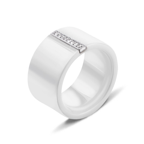 Серебряное кольцо с керамикой и фианитами (К2ФК1/1010-17)