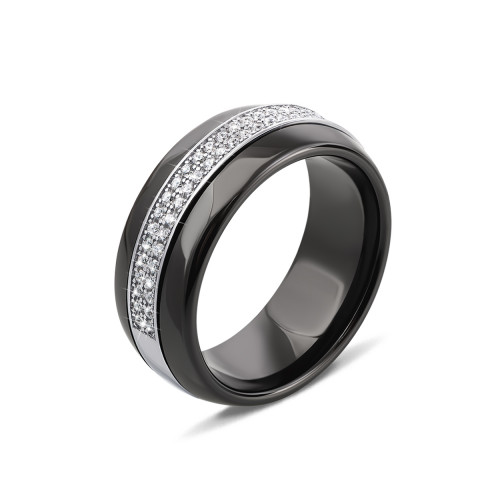 Серебряное кольцо с керамикой и фианитами (КК2ФК/1009-16.5)