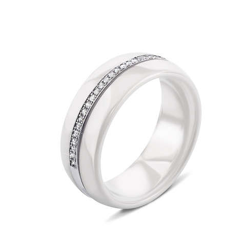Серебряное кольцо с керамикой и фианитами (КК2ФК1/1003-16.5)