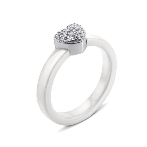 Серебряное кольцо с керамикой и фианитами (КК2ФК1/1006-16)