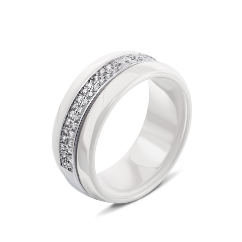 Серебряное кольцо с керамикой и фианитами (КК2ФК1/1009-16.5)