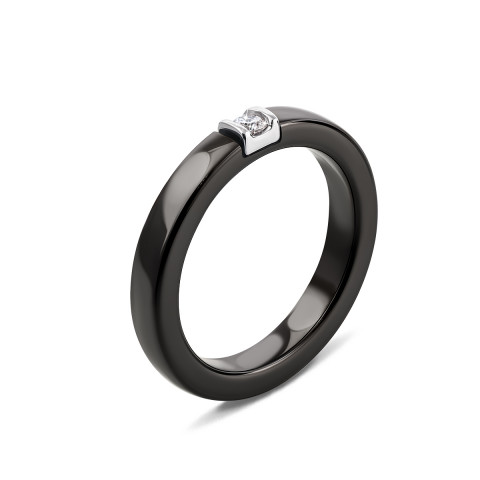 Серебряное кольцо с керамикой и фианитом (К2ФК/1008-16)