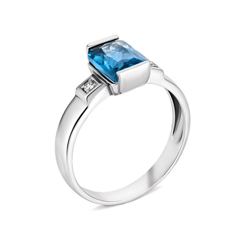 Серебряное кольцо с кварцем London blue и фианитами (1719/1р-QLB)