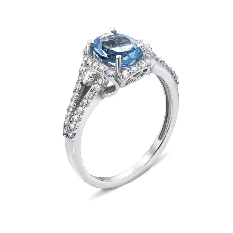 Серебряное кольцо с кварцем London blue и фианитами (1750/9р)