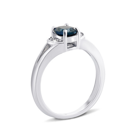 Серебряное кольцо с лондон-топазом и фианитами (Тд0056/топld-R)