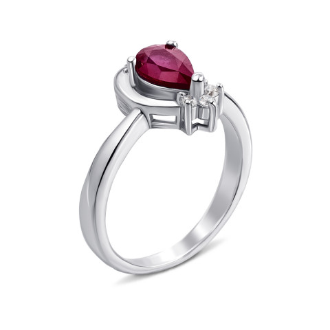 Серебряное кольцо с рубином и фианитами (Тд0017/руб-R)