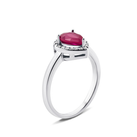 Серебряное кольцо с рубином и фианитами (Тд0049/руб-R)