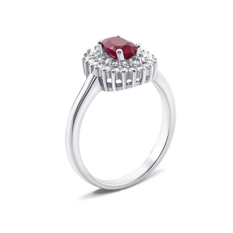 Серебряное кольцо с рубином и фианитами (Тд0050/руб-R)