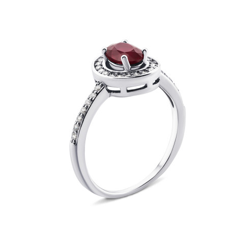 Серебряное кольцо с рубином и фианитами (Тд0051/руб-R)