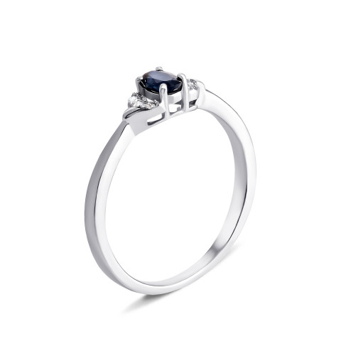 Серебряное кольцо с сапфиром и фианитами (Тд0020-R/12/8369 (Тд0020/сап-R)
