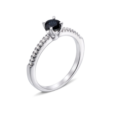 Серебряное кольцо с сапфиром и фианитами (Тд0024/сап-R)