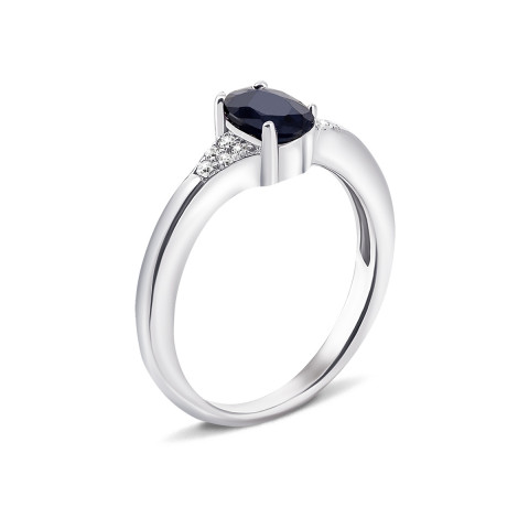 Серебряное кольцо с сапфиром и фианитами (Тд0035/сап-R)