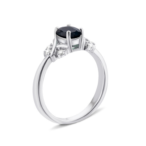 Серебряное кольцо с сапфиром и фианитами (Тд0055/сап-R)
