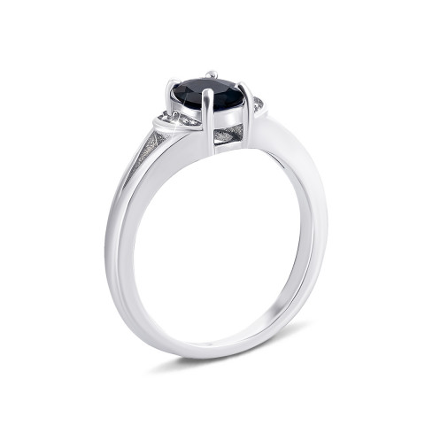 Серебряное кольцо с сапфиром и фианитами (Тд0056/сап-R)
