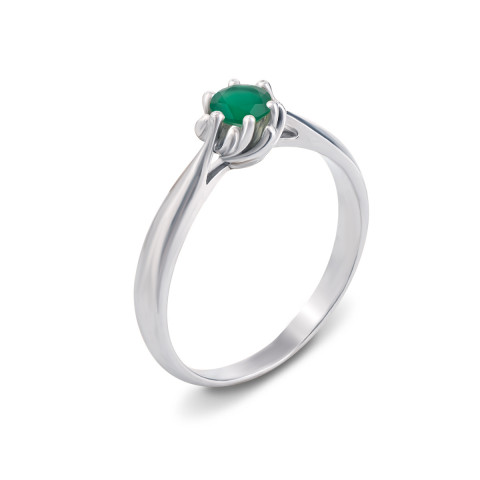 Серебряное кольцо с зеленым агатом (1738/9р)