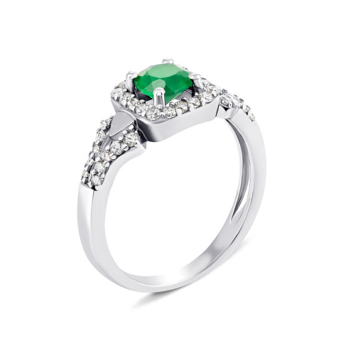 Серебряное кольцо с зеленым агатом и фианитами (1533/1р-GRAG)