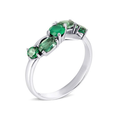 Серебряное кольцо с зеленым агатом, зеленым кварцем (1321/1р-GRAGQG)