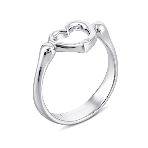 Серебряное кольцо Сердце с бриллиантом (151046RW/BW1.25)