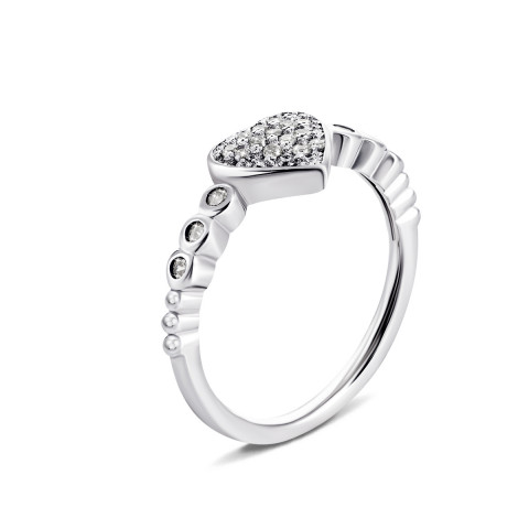 Серебряное кольцо Сердце с фианитами (1RI59656)
