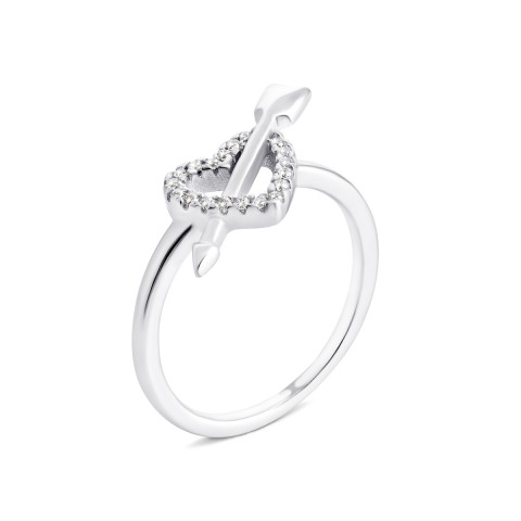 Серебряное кольцо Сердце с фианитами (1RI68232)