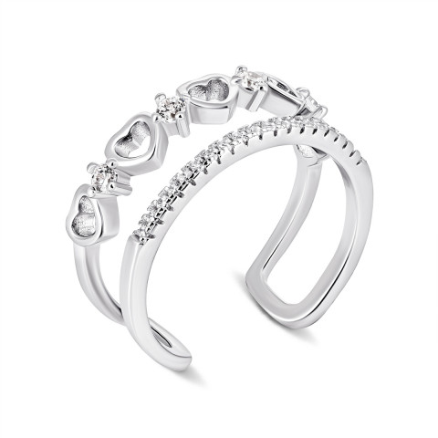 Серебряное кольцо Сердце с фианитами (К2Ф/1319)