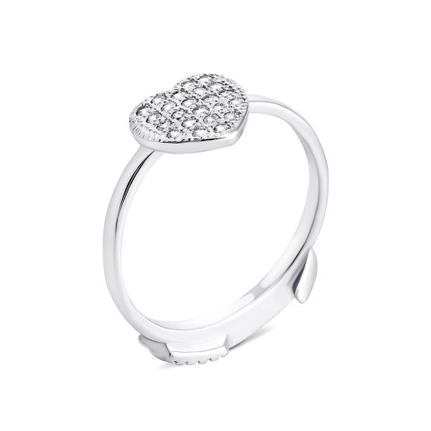 Серебряное кольцо Сердце с фианитами (КК2Ф/1072-15)