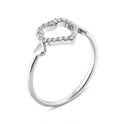 Серебряное кольцо Сердце с фианитами (ЛК-0011р)
