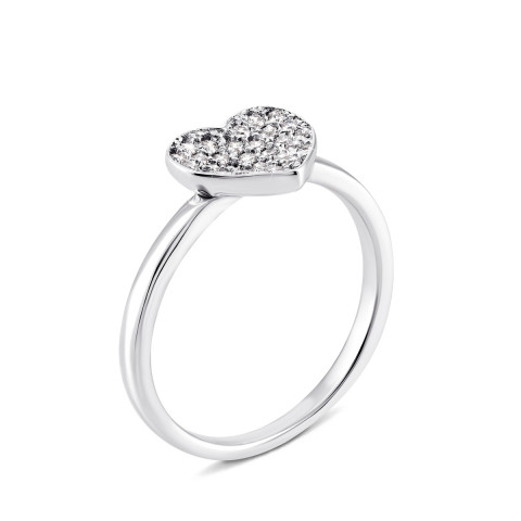Серебряное кольцо Сердце с фианитами (PSS0775R)