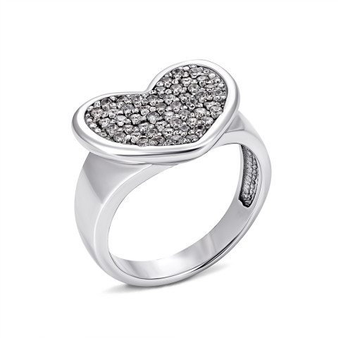 Серебряное кольцо Сердце с фианитами (с00123)