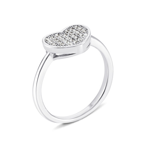 Серебряное кольцо Сердце с фианитами (S484-R)