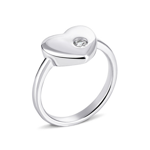 Серебряное кольцо Сердце с фианитом (CR14853)