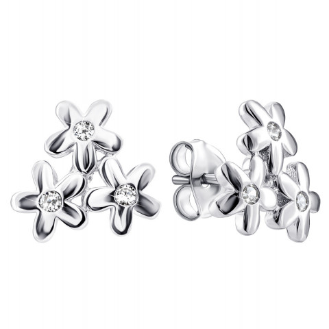 Серебряные пуссеты Цветы с фианитами (1EA81362)